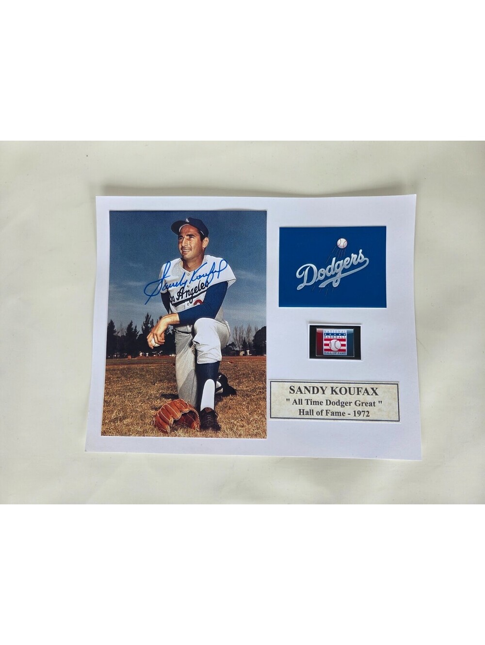Sandy Koufax Autographed Photo Dodgers Hall of Fame Display Plaque 1972 MLB